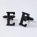 Black letter E French cufflinks for men shirt sleeve studs, sleek geometric metal design. - Letter E Style (B1210-E) / Black
