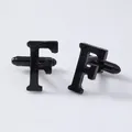 Mens black letter F cufflinks initial shirt cufflinks for business wedding formal wear - Letter F Style (B1210-F) / Black