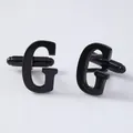 Black Glossy Letter G Cufflinks for Men French Shirt Cuff Links Business Wedding Style - Letter G Style (B1210-G) / Black