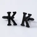 Black letter K cufflinks for men, geometric French style shirt sleeve studs for business. - Letter K Style (B1210-K) / Black