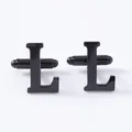 Black letter L French cufflinks for men shirts, elegant geometric metal sleeve studs. - Letter L Style (B1210-L) / Black
