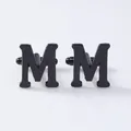 Black letter M French cufflinks for men, stylish classic geometric metal shirt sleeve buttons. - Letter M Style (B1210-M) / Black
