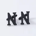 Men black letter N cufflinks, classic alphabet shirt sleeve studs for business wear. - Letter N Style (B1210-N) / Black
