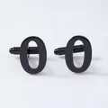Black number 0 shape French shirt cufflinks for men elegant geometric design metal cuff links - Letter O Style (B1210-O) / Black