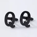 Black letter Q French cufflinks for men, stylish metal shirt sleeve buttons for business suits. - Letter Q Style (B1210-Q) / Black