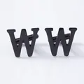 Black letter W shape metal French cufflinks for men shirt suit business wear accessory 1pair - Letter W Style (B1210-W) / Black