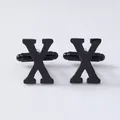 Black geometric letter X cufflinks for men, stylish French shirt cuff links for business. - Letter X Style (B1210-X) / Black