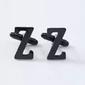 Black letter Z shaped French cufflinks for men shirt, sleek geometric metal accessory. - Letter Z Style (B1210-Z) / Black