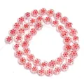 Perline rotonde piatti in vetro millefiori rosa con motivo floreale rosso per gioielli fai da te. - Fiore Rosso Rosso Chiaro