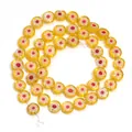 Perline di Vetro Millefiori Gialle Piatte Rotonde Fiori Perline DIY Braccialetto Collana Gioielli - Fiore Rosso Giallo