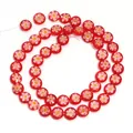 Perline piatte rotonde in vetro millefiori rosso per accessori di bracciali e collane fai da te. - Fiore Giallo Rosso
