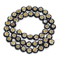Perline di vetro millefiori bianco nero fiori per bracciali e collane fai da te handmade. - 8mm (Foro da 1mm) / Fiore Giallo Nero