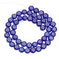 Perline di vetro millefiori blu piatte tonde sfuse per gioielli fatti a mano bracciali e collane - Fiore Giallo Blu