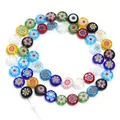 Perline piatte e rotonde in vetro millefiori colorate per collane e bracciali fai da te. - Multicolore