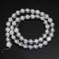 Perla piatta rotonda in vetro millefiori trasparente dettaglio per collana braccialetto - Fiore Bianco Bianco