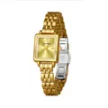 Montre carrée dorée luxueuse pour femme avec bracelet en acier et chiffres romains - Or antique