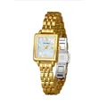 Élégante montre rectangulaire dorée pour femme avec bracelet en acier inoxydable - Or Blanc