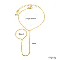 Dimensions détaillées et poids de cet ensemble bracelet de doigt et bague en or acier - Style Chaîne Aplatie (BL202301G)