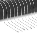 Detailed view of multiple 2mm stainless steel cable chain necklaces with clasps - 45cm / Steel Color (NC2020)