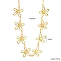 Dettaglio catena in vita a fiore in acciaio inossidabile placcato oro 18K con misure - Design con Fiore a Sei Petali (WA100901G) / Oro