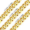 Detailweergave van 7 mm gouden roestvrijstalen schakelketting met lengte-opties - Zeskantige Eenvoudige Ketting (NC7025) / Lengte 50cm / Goud