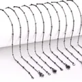 Detailed view of multiple black stainless steel satellite chains with lobster clasps. - Chain Only (NC2022) / 45cm / Black