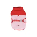 Professional pink and red winter dog jacket featuring an adjustable buckle belt and D-ring - S / Pink