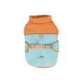 Orange and light blue warm pet winter coat with adjustable waist belt for dogs - S / Green Orange