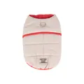 Warm padded dog vest in beige and red featuring a sturdy D-ring leash attachment - Khaki Orange