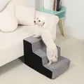 Premium 3-step grey textured foam dog stairs for easy couch and bed accessibility for small pets - Small 3-Step / Black and Gray
