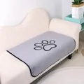 Gray coral fleece pet pee pad with paw print for sofas, reusable and absorbent - 60cm×45cm / Gray