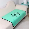 Reusable and absorbent mint green coral fleece pet pee pad with black paw print - 60cm×45cm / Green