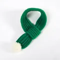 Warm green knitted winter pet scarf featuring a white pom-pom accessory for dogs - Size S (Length 40cm) / Green