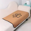 Brown coral fleece pet pee pad with paw print on white sofa, reusable and absorbent - 60cm×45cm / Brown