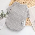 Warm grey knitted pet sweater for dogs and cats with cute Lucky Bear patch detail - XS / Gray