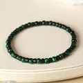 Pulsera de cuentas de ojo de tigre verde de 4 mm con espaciadores negros para hombre y mujer - Verde