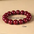 Rotes Natur-Zinnober-Kristall-Perlenarmband mit 12 mm Perlen und 52 mm Innendurchmesser - Original Erz Kristallsand / 12mm