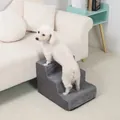 Premium 3-step gray pet stairs for small dogs with non-slip removable sponge cover - Small 3-Step / Gray
