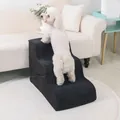Non-slip foam pet stairs for small dogs and cats to reach high sofa or bed safely - Black