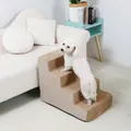 4-step beige anti-slip sponge pet ladder for small dogs to reach high beds and sofas - Small 3-Step / Beige