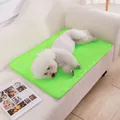 Bright green washable absorbent pet cooling mat for puppy dog on white sofa lifestyle view - XS / 45x35cm / Green