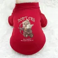 Warmer roter Haustier-Hoodie mit Bären-Print und 'Don't Cry' Text für Hunde und Katzen - XS / Festlicher Hoodie - Cupido Bär (Rot)