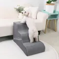 3-stufige rutschfeste graue Schaumstoff-Haustiertreppe für kleine Hunde und Katzen - Klappbare Abgerundete Treppe / Grau