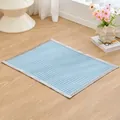Durable and soft light blue quilted pet sleeping mat with grey border for dogs and cats - XS (40x30cm) / Blue