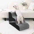 Rampe en mousse pour petits chiens et chats avec design à 3 marches en gris et noir - Noir et Gris