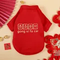Festliches rotes Haustier-Neujahrsoutfit mit goldenem Gong Xi Fa Cai Aufdruck für Hunde - XS / Gong Xi Fa Cai (Rot)