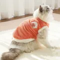 Cozy orange plush pet vest for cats and dogs with cute sheep embroidery for winter - XS (0.5-1kg) / Orange