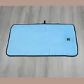 Super absorbent blue coral fleece pet towel with black trim and paw print design - Blue