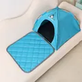 Blue sunshade pet tent house with matching quilted sleeping mat for cats and dogs - Small (40x40x35cm) / Blue