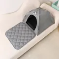 Foldable grey sun-proof pet tent house with matching quilted sleeping mat for small dogs and cats - Small (40x40x35cm) / Gray